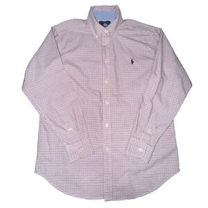 Ralph Lauren Shirt L (14-16) Red Blue Check Button Down Preppy Ivy League Pony